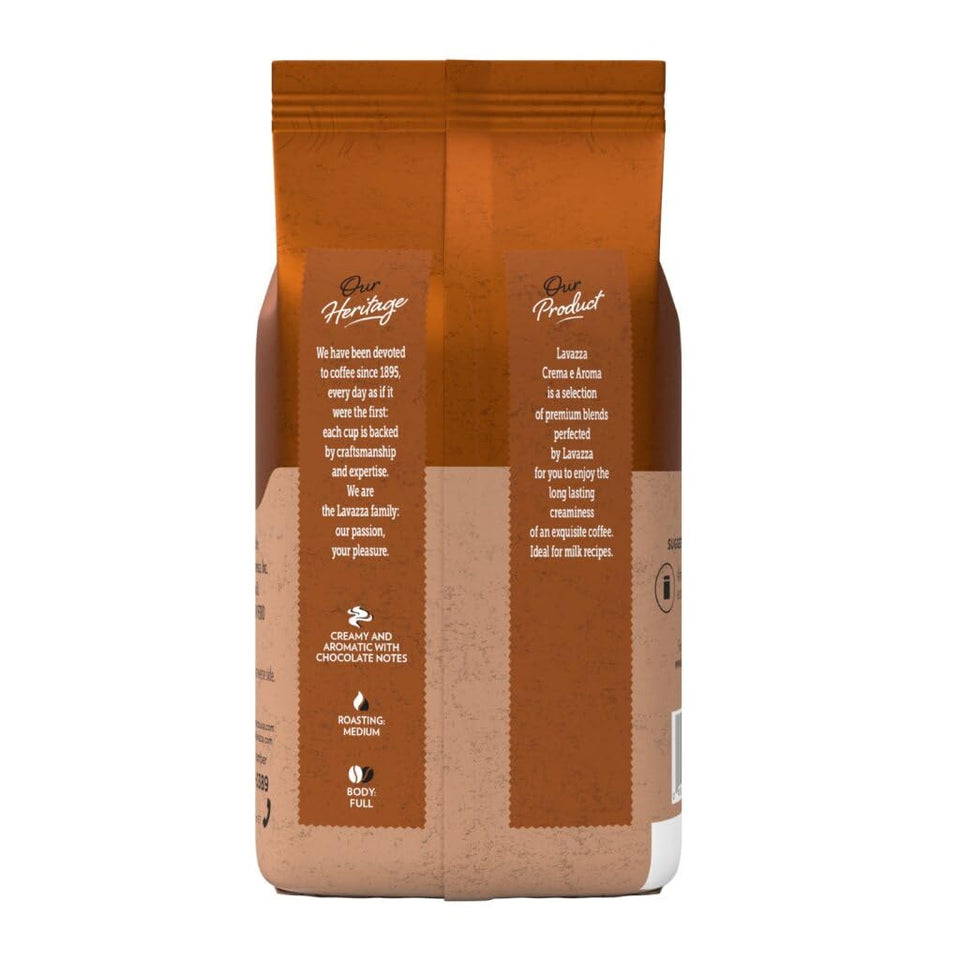 Lavazza Crema E Aroma whole bean coffee, 2.2-pound bag, non-GMO, medium roast with earthy flavor and long-lasting crema