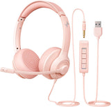 usb headset with noise cancelling microphone for pc laptop headphones black