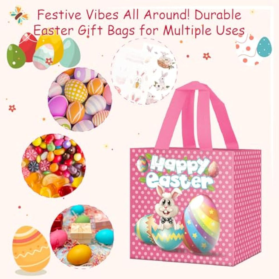 ysmile non-woven easter gift bags for kids reusable treat bags 8 pack small egg hunt basket