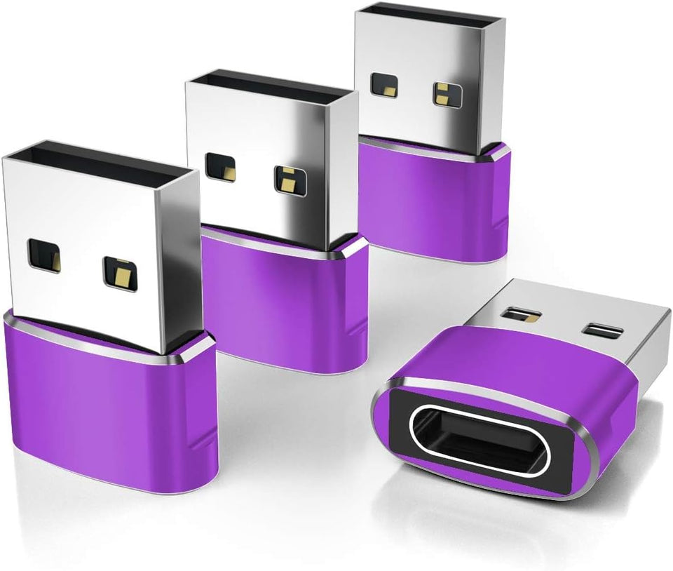 USB to USB-C Adapter for iPhone and Samsung, 4-Pack, Aluminum Alloy, Compact Design