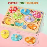 Montessori wooden puzzles for toddlers, 8pcs dinosaur egg matching, educational preschool learning toys