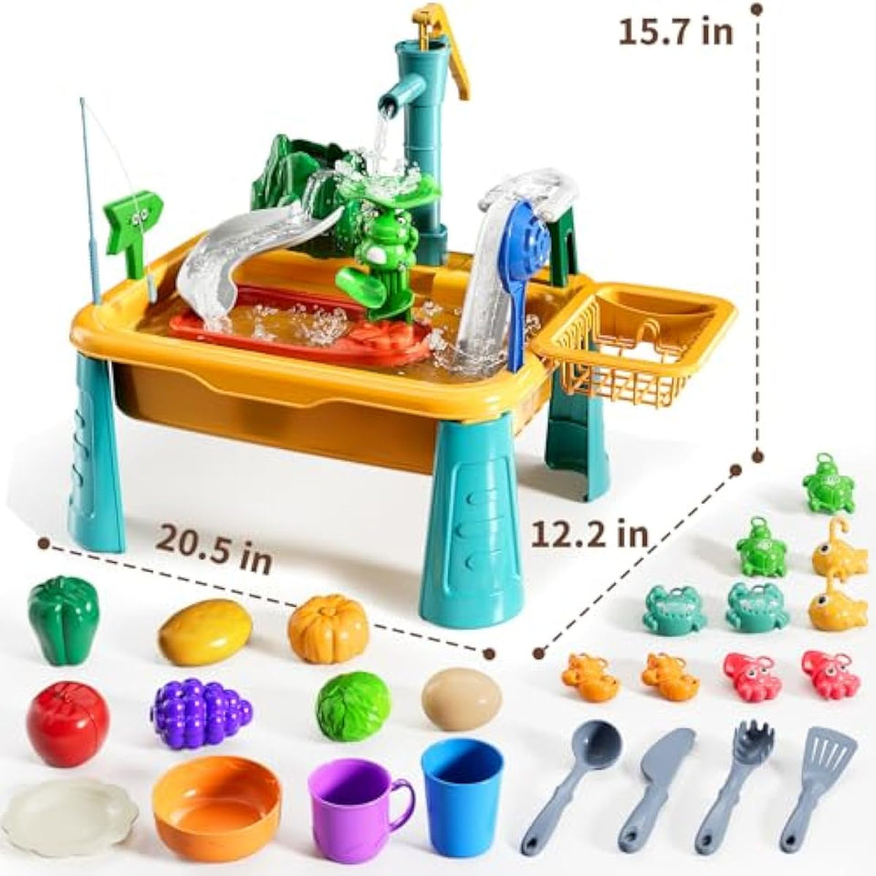 Kitchen Sink Toys for Toddlers 3-5, Play Sink with Running Water, Water Table for Kids Ages 4-8