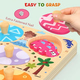 Montessori wooden puzzles for toddlers, 8pcs dinosaur egg matching, educational preschool learning toys