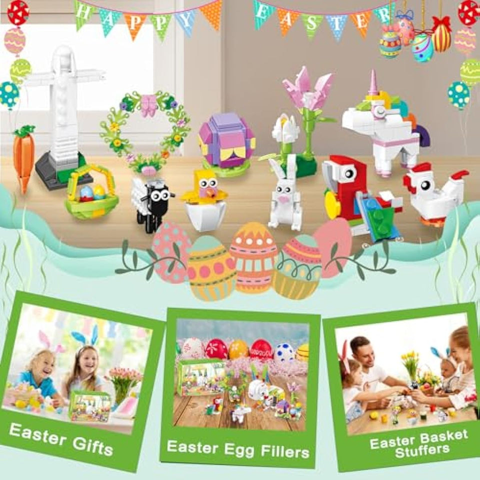 12-piece easter rabbit building blocks set for kids 6+