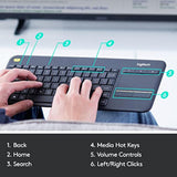 logitech k400 plus wireless touch tv keyboard with easy media control, htpc keyboard for pc-connected tv, android, windows