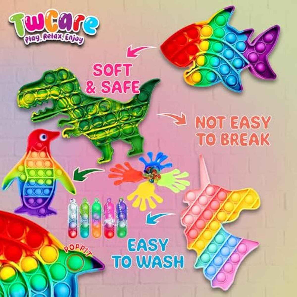 120 Pcs Fidget Toys Pack, Pop Sensory Party Favors Set Gifts for Kids Adults Boy Girl Stocking Stuffers Autistic Bulk Goodie Bag Filler Treasure Box Classroom Prizes School