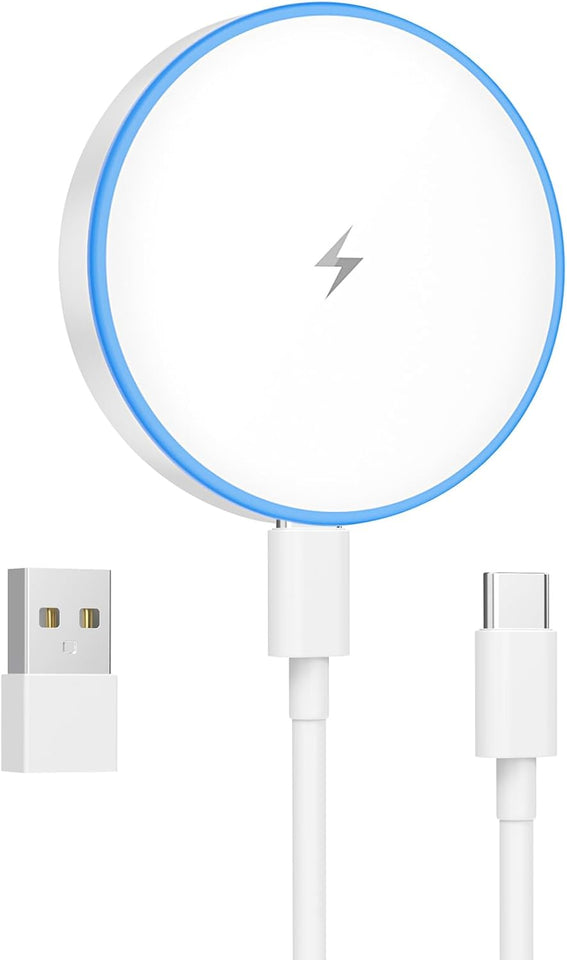 MagSafe Charger 2 Pack 15W Magnetic Wireless Charger Fast Charging Pad Compatible with iPhone 17/16/15/14/13/12 Series & AirPods 3/2/Pro Magnetic MagSafe Charging Pad with Dual Ports - Rayz Mart