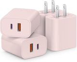 [4 Pack] USB C Charger Block Fast Charging Multiport Adpater [PD 20W USB-C & QC 3.0 USB-A Port] for i Phone 17/16/15/14/13/12/11/X/8, i Pad, Galaxy, Google, Galaxy & More - Rayz Mart