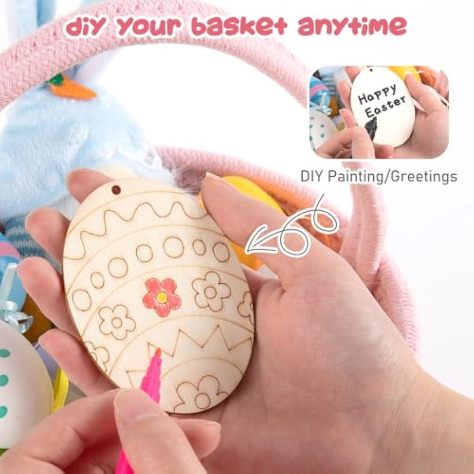 oiahomy-pink-easter-basket-with-handle-personalized-bunny-baskets-for-kids-and-gifts