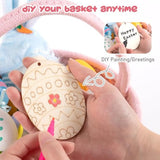 OIAHOMY Easter Basket with Handle, Personalized Bunny Easter Basket for Kids, Woven Rope Gift Empty for Eggs, Baby Treasure Hunt Baskets with Wooden Card for Boys and Girls - Pink