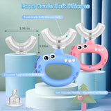Toddler U Shaped Toothbrush for Kids Ages 1-2, 2-4, Baby Soft Silicone, 360° Mouth Cleaning Design, 2 PCS