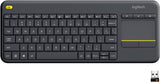 logitech k400 plus wireless touch tv keyboard with easy media control, htpc keyboard for pc-connected tv, android, windows
