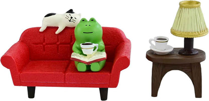 Cute Cat Playing Phone on Sofa and Drinking Coffee Figurine for Office Home Decor - Cute Cat Gift for Cat Lovers