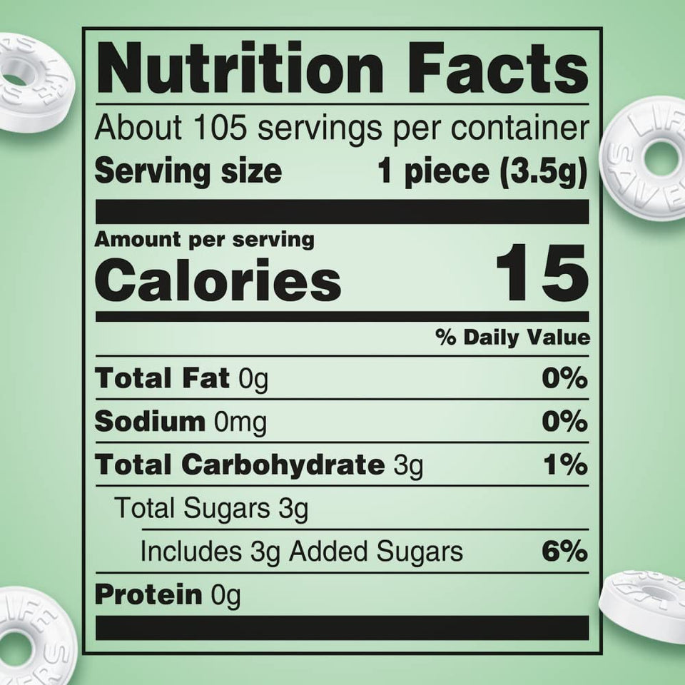 life-savers wint-o-green flavor breath mints hard candy, 13 oz bag, sharing size