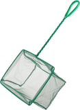 Pawfly green braided metal handle square aquarium net for fish tanks and small koi ponds