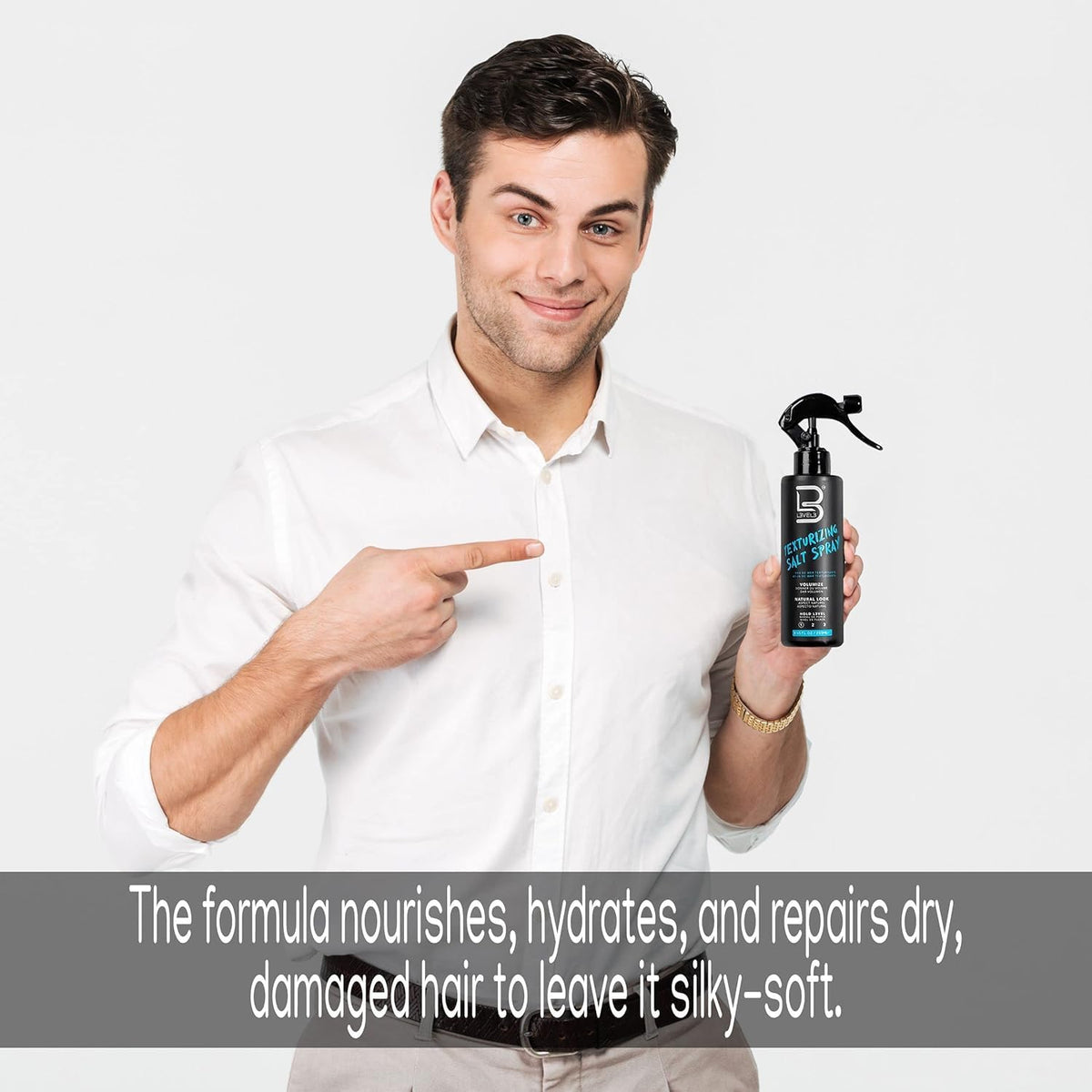 L3 Level 3 Sea Salt Texturizing Spray - Creates Beachy Waves and Texture - Casual Hair Finish (8.45 Fl Oz)