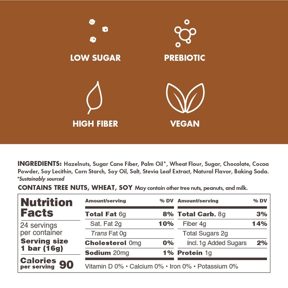 Low-calorie keto vegan hazelnut cream wafer sticks 90 calories non-gmo prebiotic fiber 12 pack