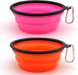 Dog Bowl Pet Collapsible Bowls, 2 Pack for Cats Dogs, Portable Pet Feeding Watering Dish for Walking Parking Traveling with 2 Carabiners (Small, Blue+Green)