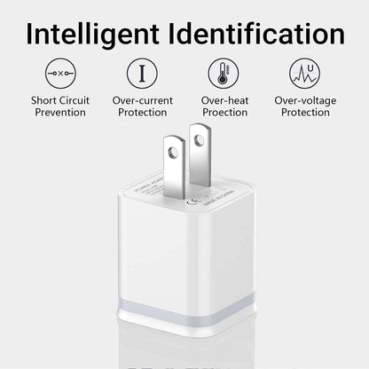 LUOATIP 3-Pack 2.1A 5V Dual Port Cube Power Adapter Plug Block for iPhone and Android Phones