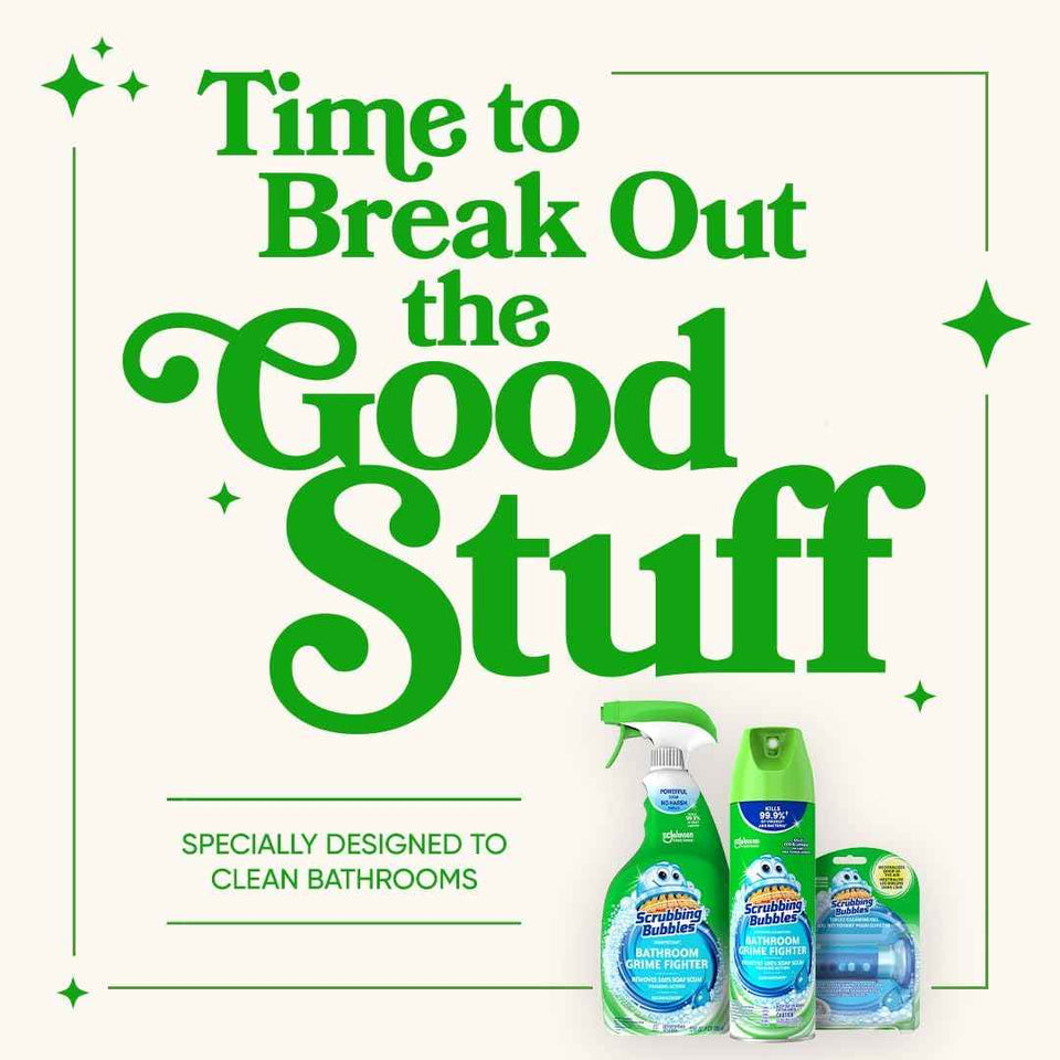 Scrubbing Bubbles Fresh Gel Toilet Bowl Cleaning Stamps, Helps Keep Toilet Clean and Helps Prevent Limescale & Rings, Rainshower Scent, 1 Dispenser with 6 Fresh Gel Stamps