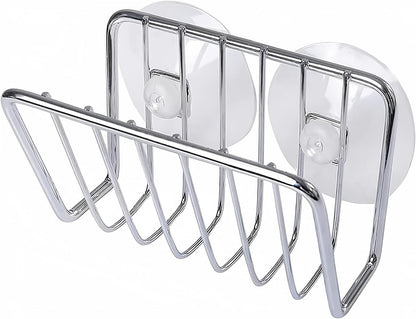 Toplife Sponge Holder for Kitchen Sink, Stainless Steel Suction Cup Sponge Caddy - Silver