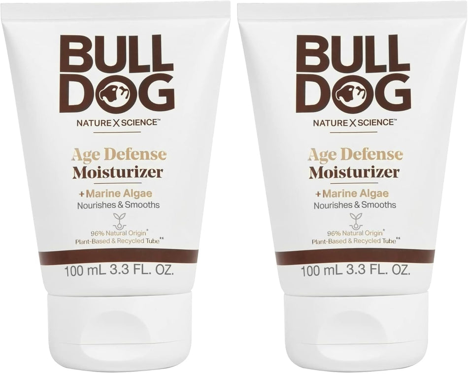 Bulldog Mens Skincare and Grooming Face Moisturizer Age Defense, 3.3 Fluid Ounce for Men's Regular Sensitive Skin