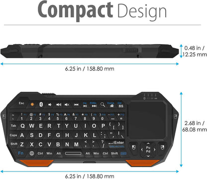 Fosmon Mini Bluetooth Keyboard (QWERTY Keypad), Wireless Portable with Touchpad, Compatible with Apple TV, Amazon Fire Stick, PS4, PS4 Pro, PS5, HTPC/IPTV, VR Glasses, Smartphones