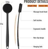 vwmYq silicone shower brush with double-sided head, 17in long handle, extra-soft bristles for exfoliating and massage