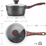 SENSARTE Nonstick Saucepan with Lid, 1.5 Quarts Small Pot with Swiss Granite Coating, Stay-cool Handle, Multipurpose Handy Sauce Pot Small Kitchen Cooking Pot, Induction Comptable, PFOA Free