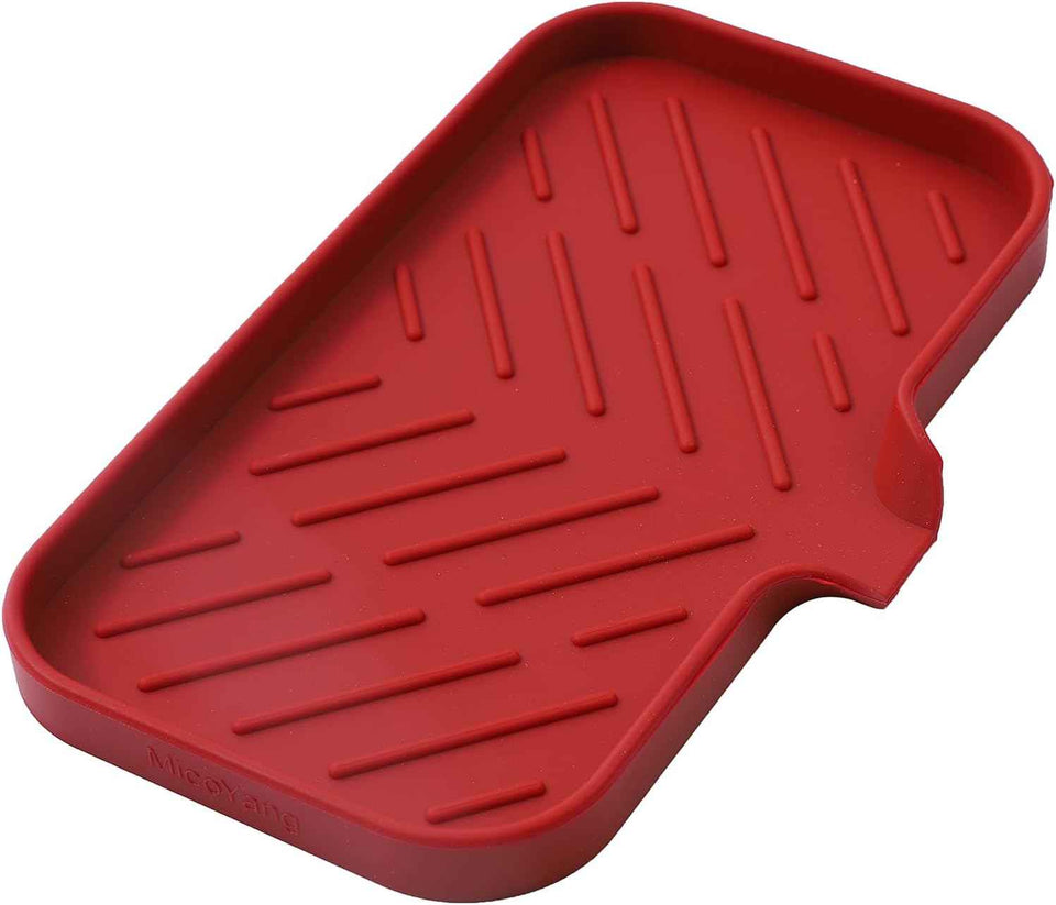 Silicone Bathroom Soap Dishes with Drain Spout-Bathroom and Kitchen Sink Organizer,Sponge Holder,Dish Soap Tray,Perfect for Dispenser,Scrubber,Bottle,Cup on Sink or Counter-Black 4.9"×3.2"