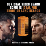 viking revolution natural boar bristle beard brush and pear wood comb set with velvet travel pouch
