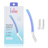 billie dermaplane starter kit reusable handle 3 refill blades malibu dermatologist-approved