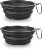 Dog Bowl Pet Collapsible Bowls, 2 Pack for Cats Dogs, Portable Pet Feeding Watering Dish for Walking Parking Traveling with 2 Carabiners (Small, Blue+Green)