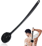 vwmYq silicone shower brush with double-sided head, 17in long handle, extra-soft bristles for exfoliating and massage