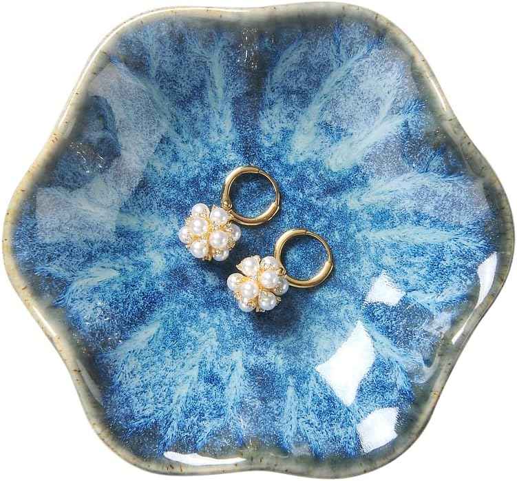 Lotus Leaf Shape Decorative Ring Tray, Small Key Bowl, Ceramic Trinket Tray Jewelry Dish Organizing Necklace Earrings, Home Decoration for Mom Best Friend Sister, Pink.