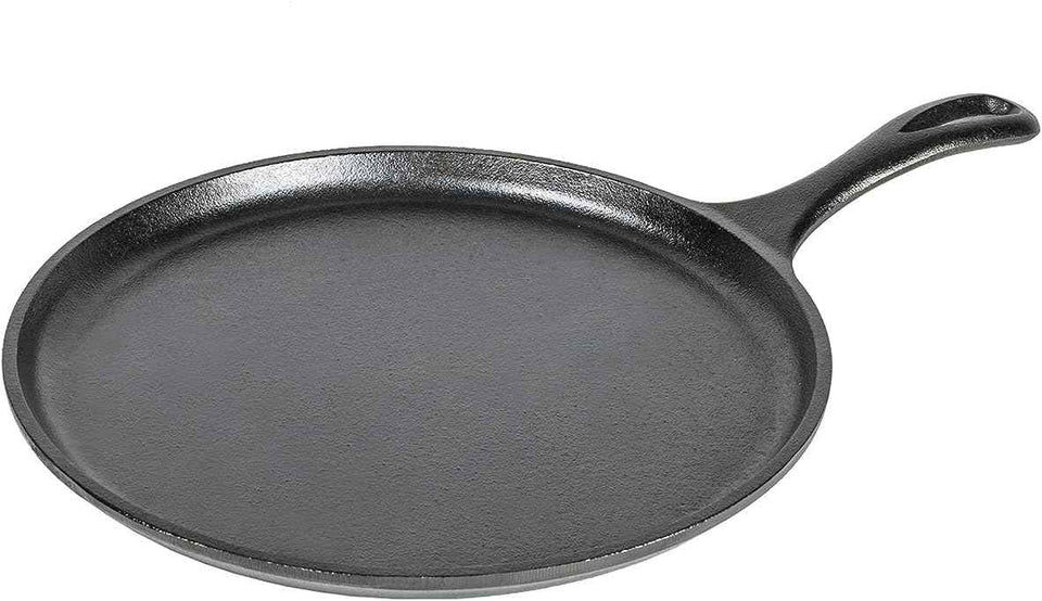 Lodge L9OG3 Cast Iron Round Griddle, Pre-Seasoned, 10.5-inch - Made in USA, Compatible with Stovetop, Oven, Grill & Campfire