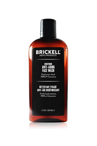 Brickell Men's Redefining Anti-Aging Face Wash, Natural and Organic, Foaming Gel, Firms and Plumps Skin, 4 oz, Scented