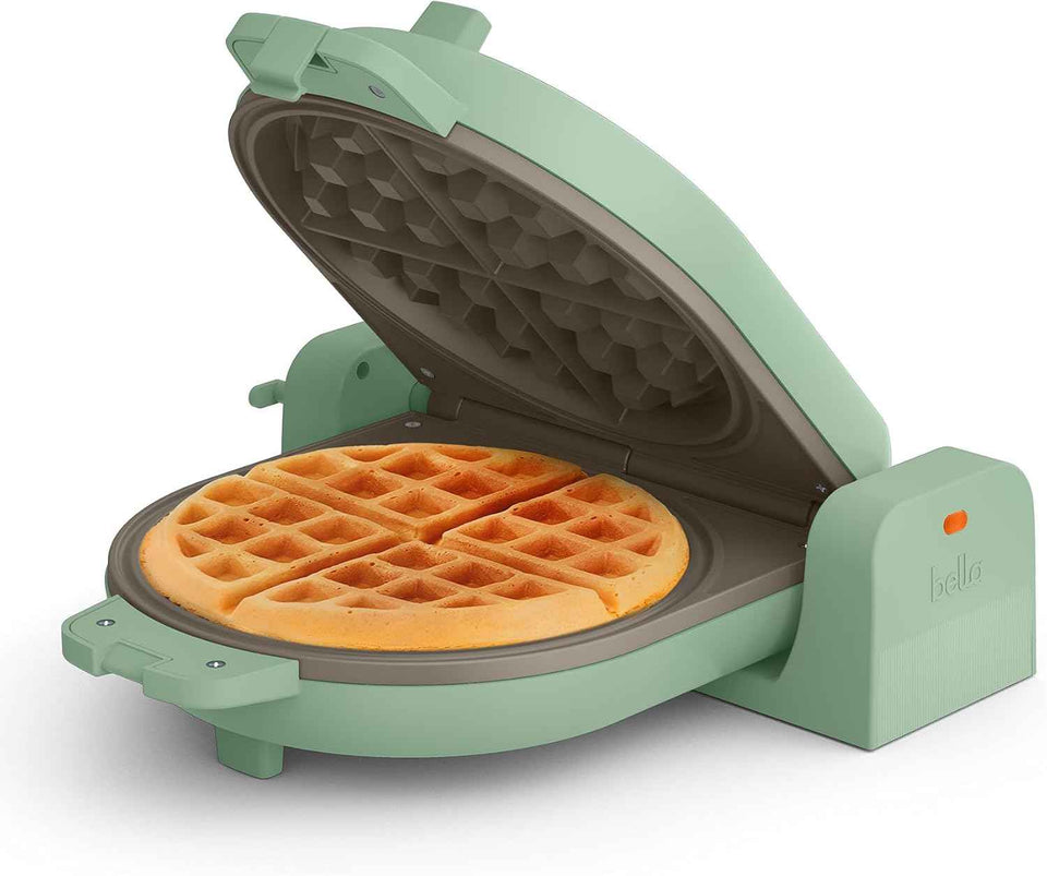 bella Flip-n-Store Waffle Maker, EverGood™ Ceramic Nonstick Coating, Fits-anywhere™ Kitchenware, Power Indicator Light & Touch Handle, 7” Wide & 1" Deep Plates, 1000 Watt, Plum