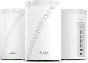 TP-Link Deco 7 Pro BE63 Tri-Band WiFi 7 BE10000 Whole Home Mesh System - 6-Stream 10 Gbps, 4x2.5G Ports Wired Backhaul, 4X Smart Internal Antennas, VPN, HomeShield, Free Expert Support (3-Pack)