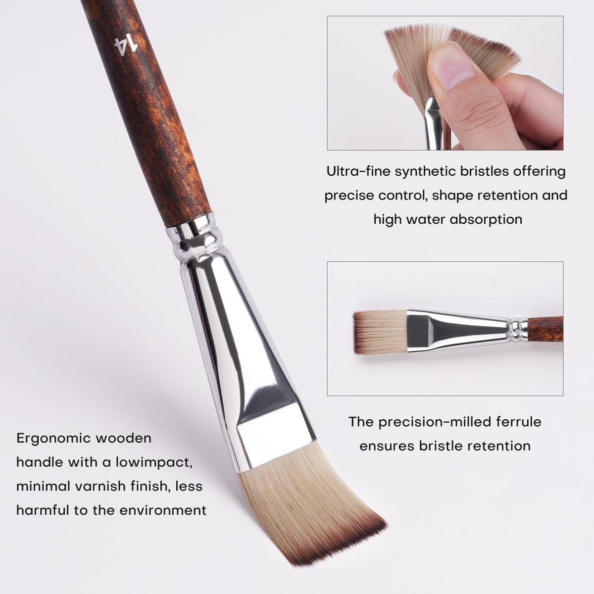 25pcs Paint Brush Set, Fuumuui Acrylic Paint Brushes, Professional Artist Series with Wide Flat, Filbert, Fan, Dagger, Cat Tongue, Round, Angle, Rigger for Oil, Acrylic Canvas Paintings, Face Painting