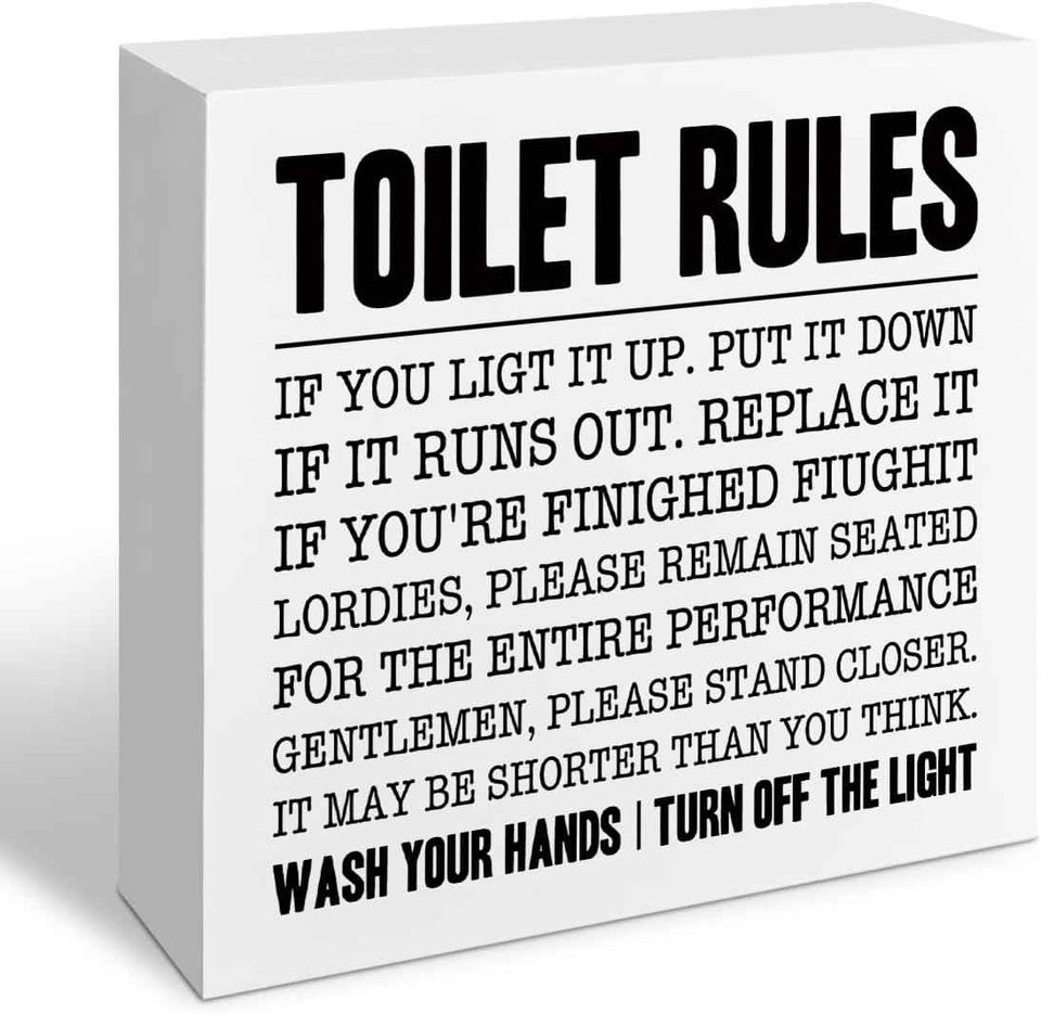 Funny Restroom Bathroom Wooden Signs, Funny Bathroom Sayings, Humor Washroom Quotes Block Plaque, Wall Art/Home Decor, Rustic Wooden Box Signs, Farmhouse Decor, Housewarming Gift