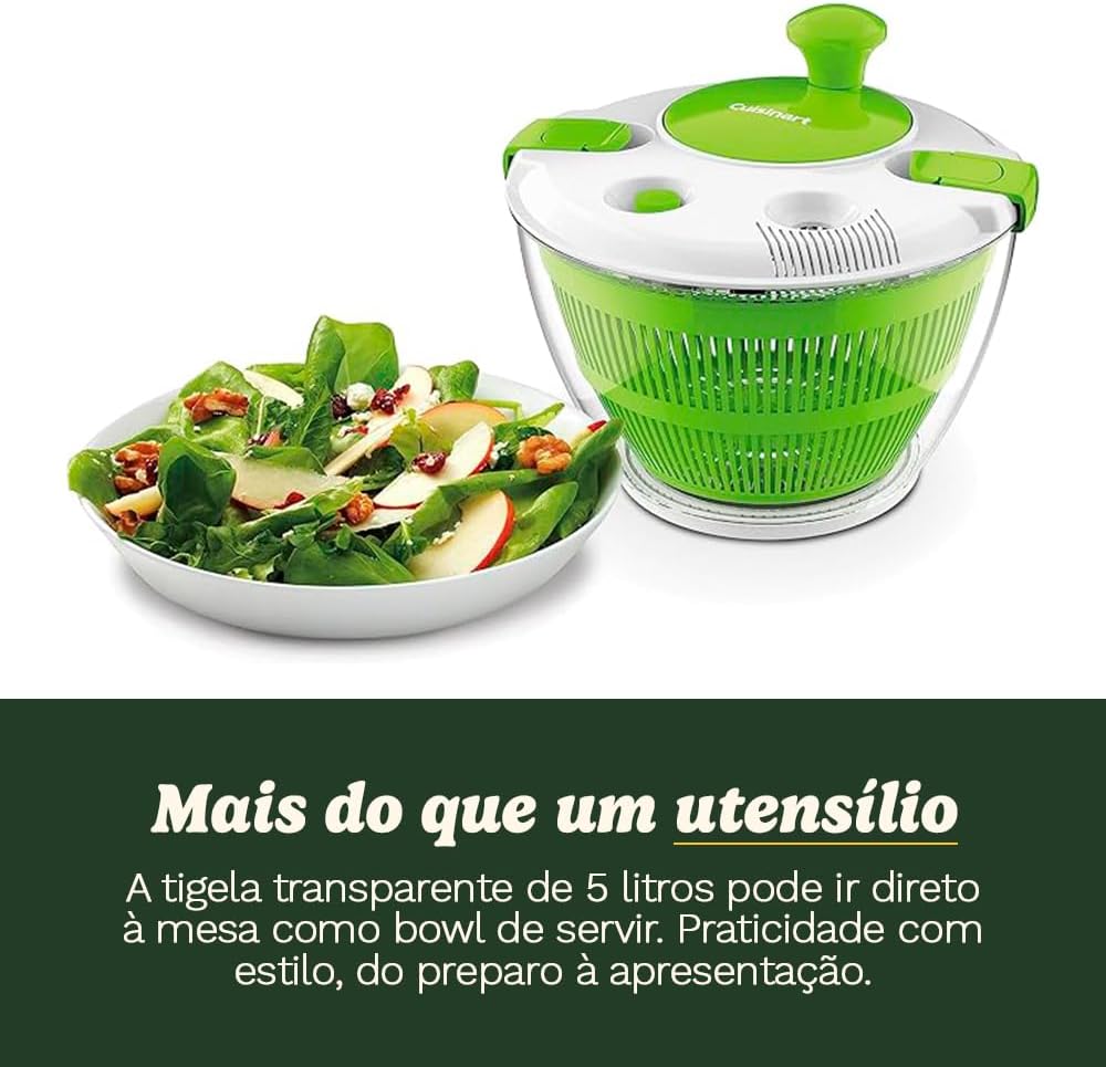 Cuisinart Large Spin Stop Salad Spinner- Wash, Spin & Dry Salad Greens, Fruits & Vegetables, 5qt, CTG-00-SAS1