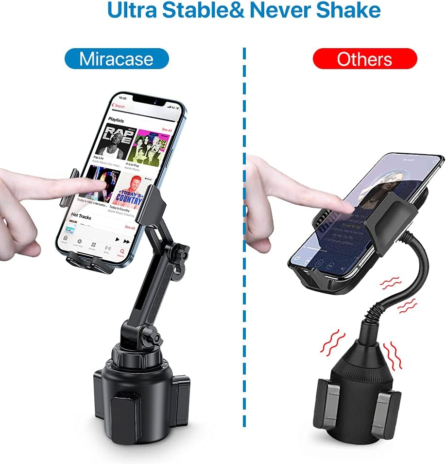 Miracase Upgraded Version Cup Phone Holder for Car, Universal Adjustable Long Neck Car Phone Mount Cradle Friendly Compatible with iPhone Samsung Google and All 4.0-7.0 inches Smartphones