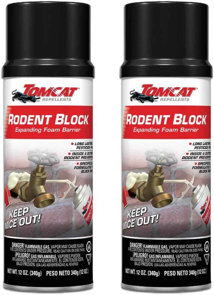 Tomcat Rodent Block Expanding Foam Barrier, Fills Gaps to Keep Mice From Entering the Home, 12 oz.