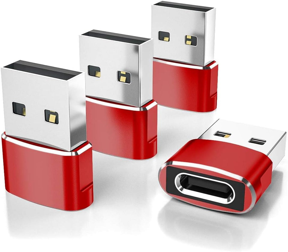 USB to USB-C Adapter for iPhone and Samsung, 4-Pack, Aluminum Alloy, Compact Design