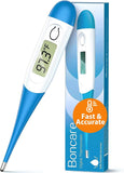 boncare 10 seconds oral thermometer for adults and kids accurate safe rectal thermometer for baby with fever alarm digital thermometer light blue