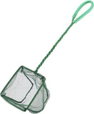 Pawfly green braided metal handle square aquarium net for fish tanks and small koi ponds