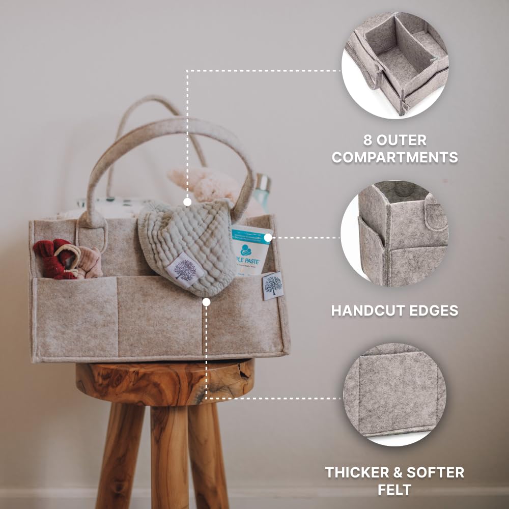 Parker Baby Diaper Caddy - Nursery Storage Bin and Car Organizer for Diapers and Baby Wipes - Oatmeal, Regular