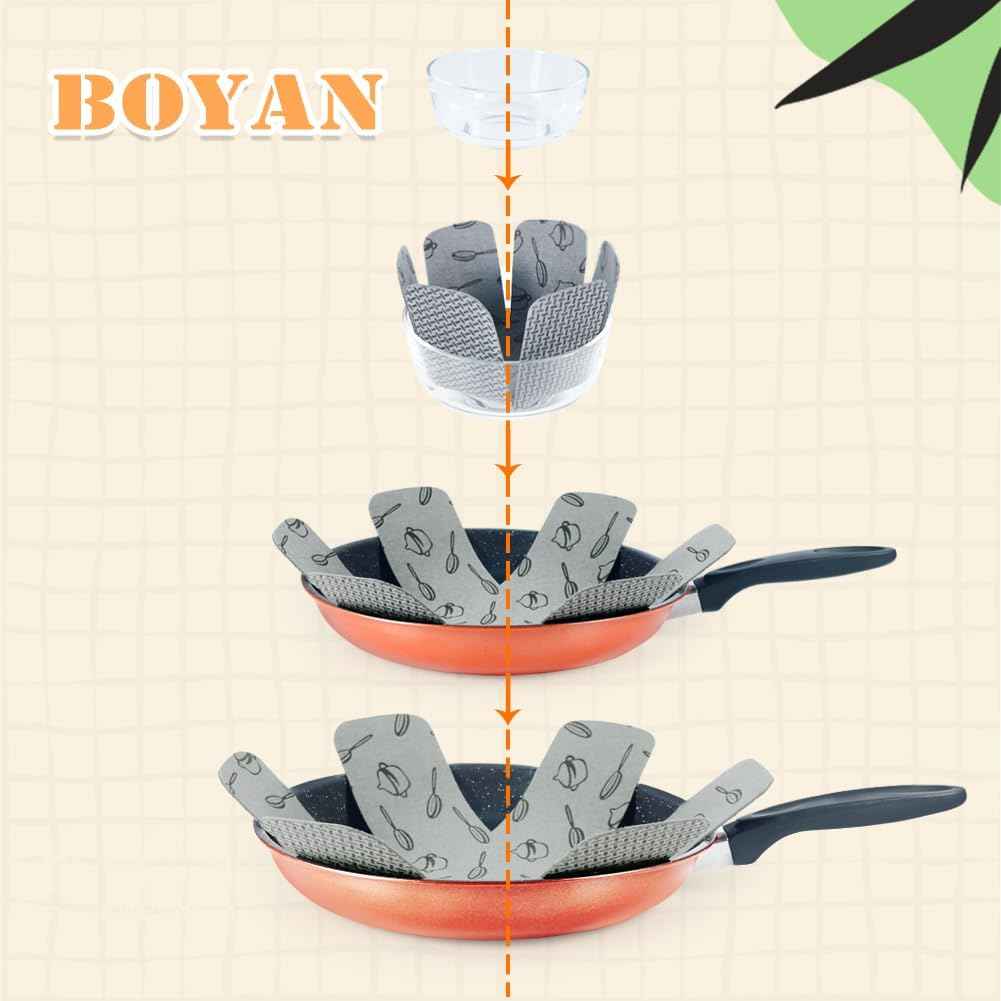 BOYAN Pot and Pan Protectors, Set of 12 and 3 Different Size, Cookware Protector Set/Felt Pots and Pans Divider Separator Pads Anti-Slip to Avoid Scratching or Marring When Stacking