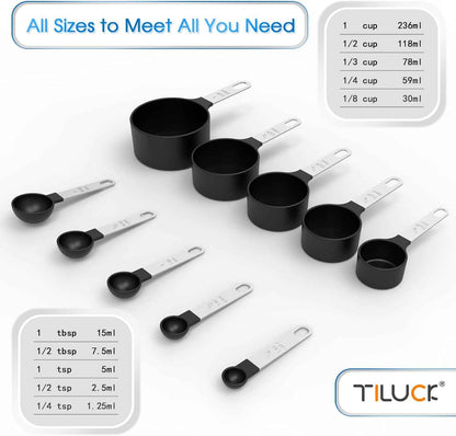 TILUCK Measuring Cups & Spoons Set for Accurate Cooking and Baking Measurements